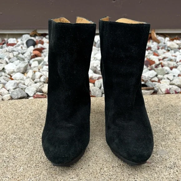 SALE Nine West Genuine Leather Suede High Heel Platform Boots Booties - Picture 1 of 10